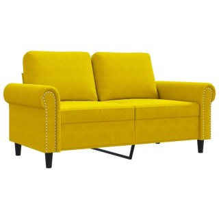  Sofa 2-osobowa, żółta, 120 cm, tapicerowana aksamitem