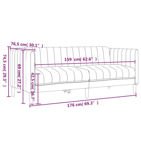  Sofa 2-osobowa, czarna, tapicerowana tkaniną