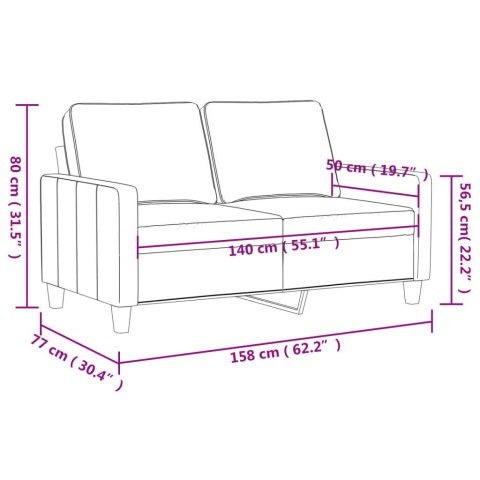  Sofa 2-osobowa, winna czerwień, 140 cm, tapicerowana tkaniną