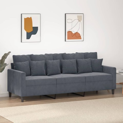  Sofa 3-osobowa, ciemnoszara, 180 cm, obita aksamitem