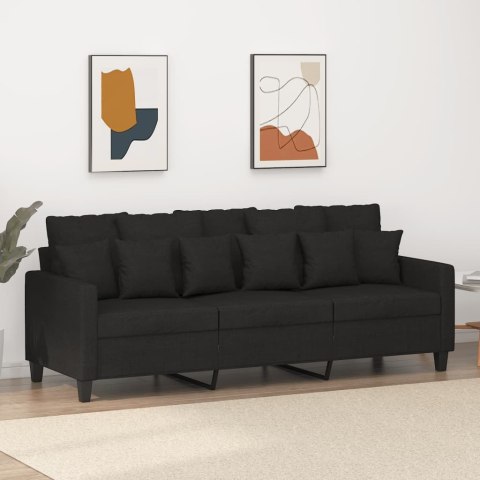  Sofa 3-osobowa, czarna, 180 cm, tapicerowana tkaniną