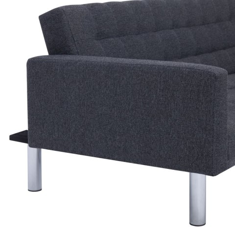  Sofa w kształcie litery L, ciemnoszara, poliester