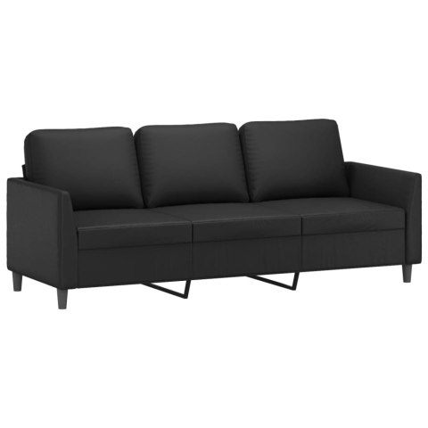  2-osobowa sofa z poduszkami, czarna, sztuczna skóra