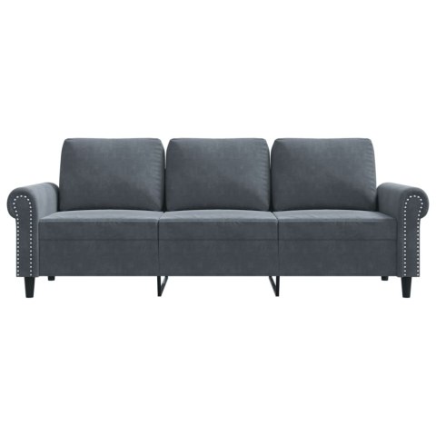  Sofa 3-osobowa, ciemnoszara, 180 cm, obita aksamitem