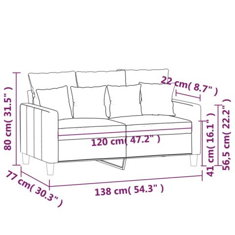  Sofa 2-osobowa, kremowy, 120 cm, tapicerowana aksamitem