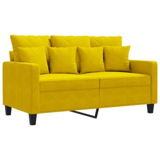  Sofa 2-osobowa, żółta, 120 cm, tapicerowana aksamitem