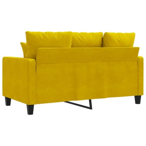  Sofa 2-osobowa, żółta, 120 cm, tapicerowana aksamitem