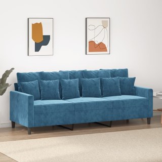  Sofa 3-osobowa, niebieski, 180 cm, tapicerowana aksamitem