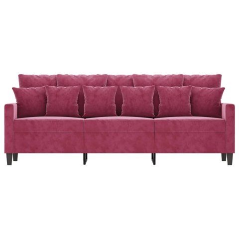  Sofa 3-osobowa, winna czerwień, 180 cm, obita aksamitem