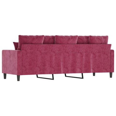  Sofa 3-osobowa, winna czerwień, 180 cm, obita aksamitem