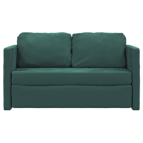  Sofa podłogowa 2-w-1, ciemnozielona, 122x204x55 cm, aksamit