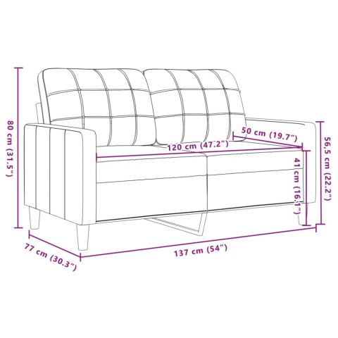  Sofa 2-osobowa, jasnoszara, 120 cm, tapicerowana aksamitem