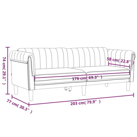  Sofa 3-osobowa, ciemnoszara, tapicerowana aksamitem