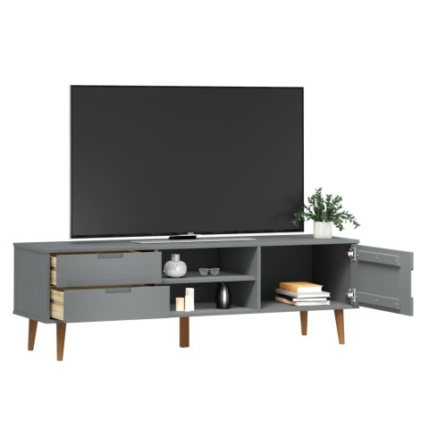  Szafka TV MOLDE, szara, 158x40x49 cm, lite drewno sosnowe