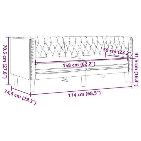  Sofa Chesterfield, 2-os., brązowa, tapicerowana sztuczną skórą