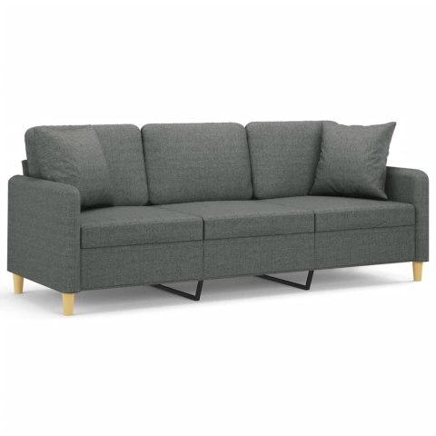  3-osobowa sofa z poduszkami, ciemnoszara, 180 cm, tkanina