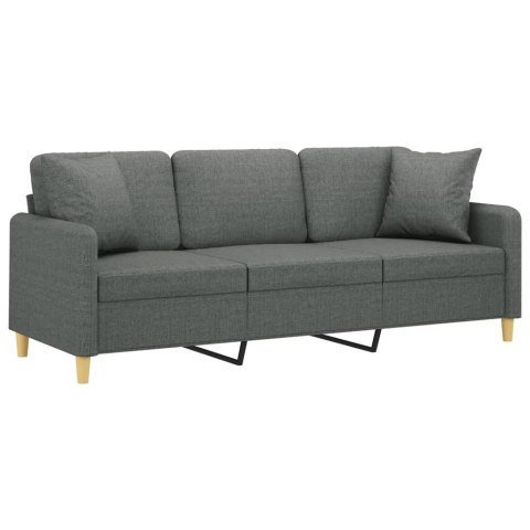  3-osobowa sofa z poduszkami, ciemnoszara, 180 cm, tkanina