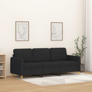  Sofa 3-osobowa, czarna, 180 cm, tapicerowana tkaniną