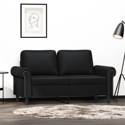  2-osobowa sofa, czarna, 120 cm, sztuczna skóra