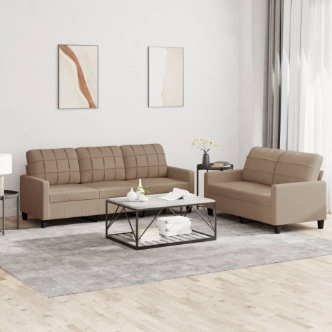  2-osobowa sofa z poduszkami, cappuccino, sztuczna skóra