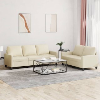  2-osobowa sofa z poduszkami, kremowa, sztuczna skóra