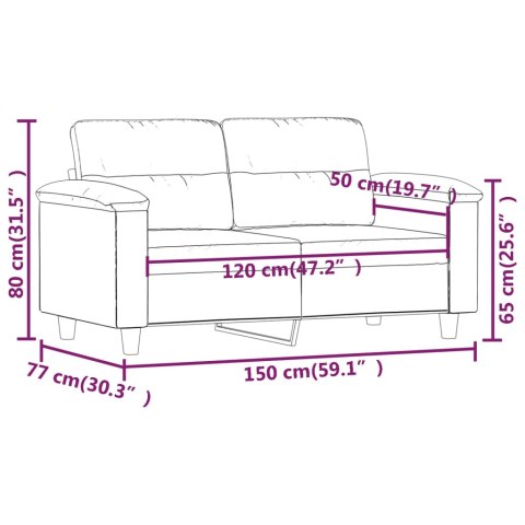  Sofa 2-osobowa, ciemnoszara, 120 cm, tapicerowana mikrofibrą