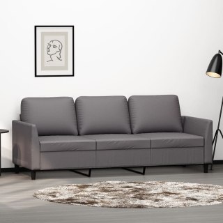  3-osobowa sofa, szara, 180 cm, sztuczna skóra