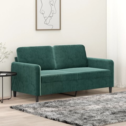  Sofa 2-osobowa, ciemnozielona, 140 cm, tapicerowana aksamitem