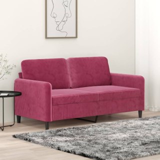  Sofa 2-osobowa, winna czerwień, 140 cm, tapicerowana aksamitem