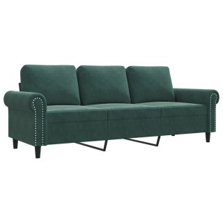  Sofa 3-osobowa, ciemnozielony, 180 cm, obita aksamitem