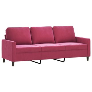  Sofa 3-osobowa, winna czerwień, 180 cm, obita aksamitem