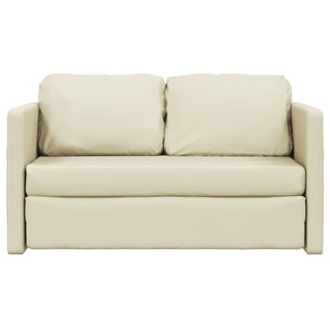  Sofa podłogowa 2-w-1, kremowa, 112x174x55 cm, sztuczna skóra