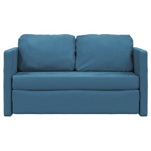  Sofa podłogowa 2-w-1, niebieska, 122x204x55 cm, aksamit