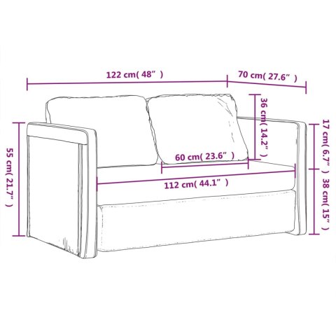  Sofa podłogowa 2-w-1, niebieska, 122x204x55 cm, aksamit