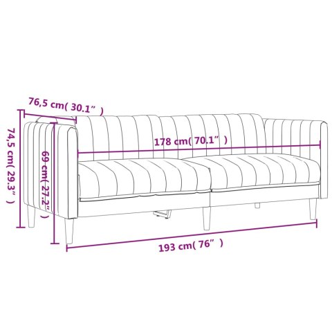  Sofa 3-osobowa, czarna, tapicerowana tkaniną