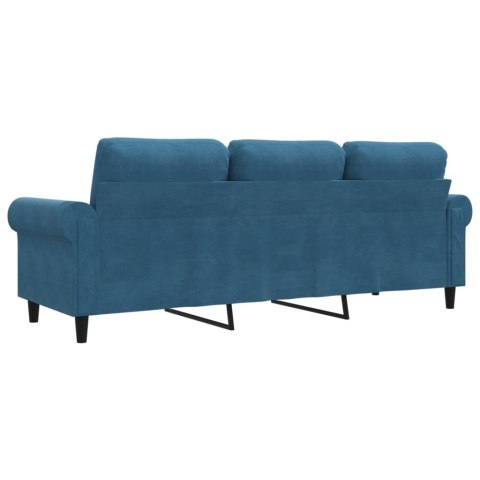  Sofa 3-osobowa, niebieski, 180 cm, tapicerowana aksamitem