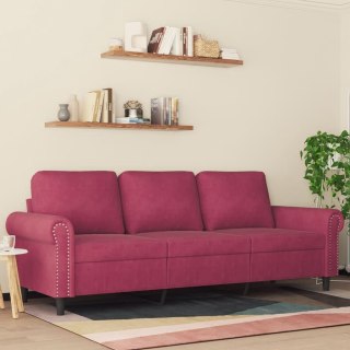  Sofa 3-osobowa, winna czerwień, 180 cm, obita aksamitem