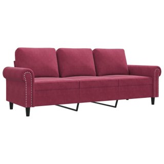  Sofa 3-osobowa, winna czerwień, 180 cm, obita aksamitem