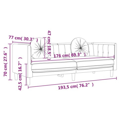  Sofa 3-osobowa z poduszkami, żółta, aksamit