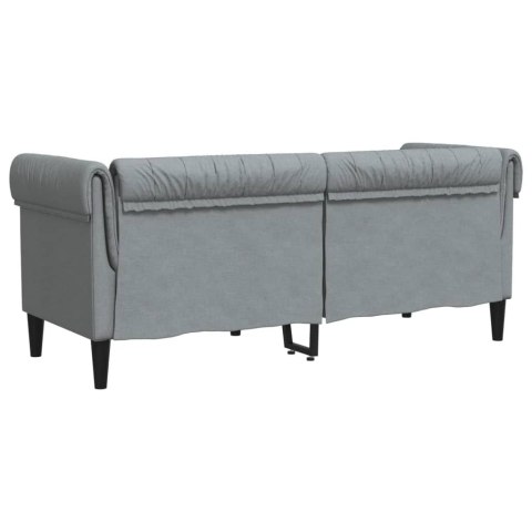  Sofa Chesterfield, dwuosobowa, jasnoszara, obita tkaniną