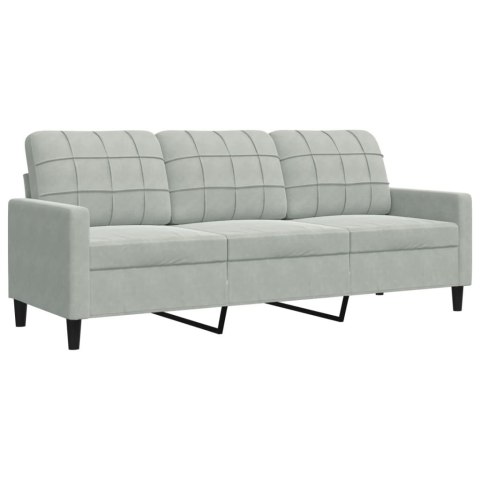  Sofa 3-osobowa, jasnoszara, 180 cm, tapicerowana aksamitem