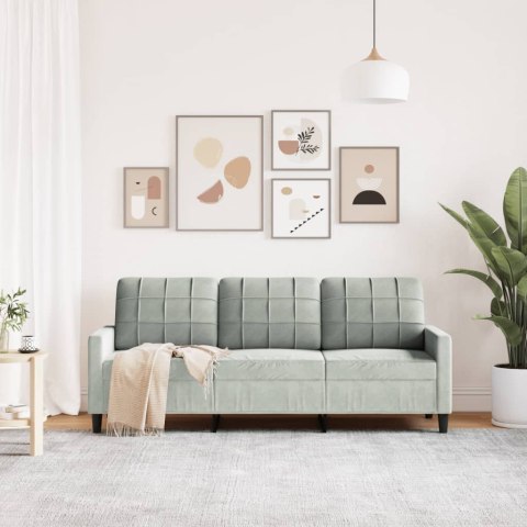  Sofa 3-osobowa, jasnoszara, 180 cm, tapicerowana aksamitem