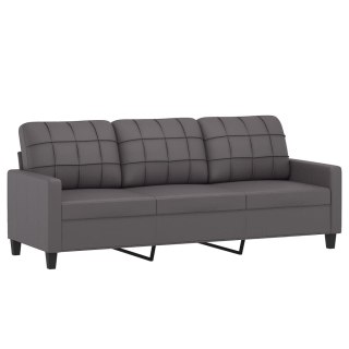  3-osobowa sofa, szara, 180 cm, sztuczna skóra