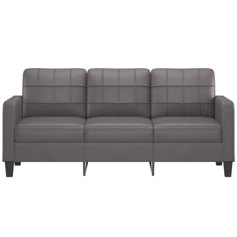  3-osobowa sofa, szara, 180 cm, sztuczna skóra