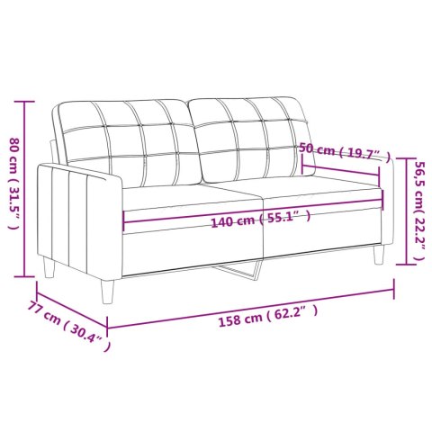  Sofa 2-osobowa, brązowa, 140 cm, tapicerowana tkaniną