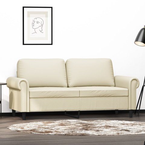  2-osobowa sofa, kremowy, 140 cm, sztuczna skóra