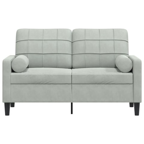  2-osobowa sofa z poduszkami, jasnoszara, 120 cm, aksamit