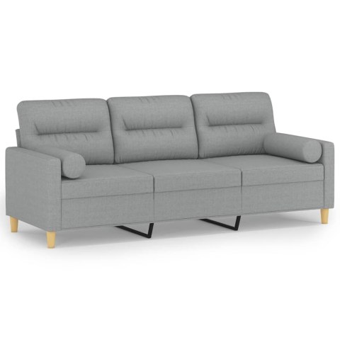  3-osobowa sofa z poduszkami, jasnoszara, 180 cm, tkanina