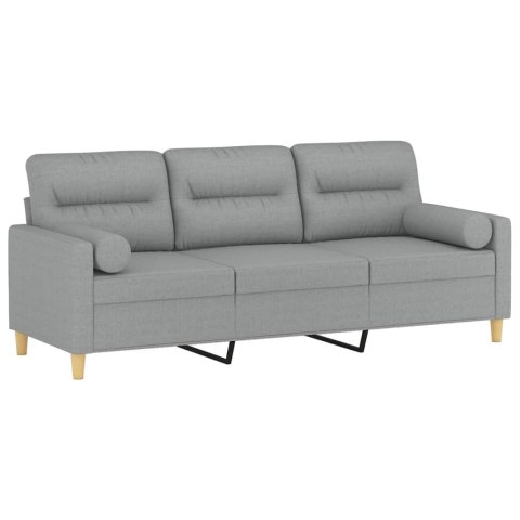  3-osobowa sofa z poduszkami, jasnoszara, 180 cm, tkanina