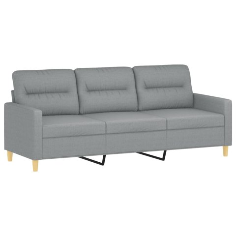  3-osobowa sofa z poduszkami, jasnoszara, 180 cm, tkanina